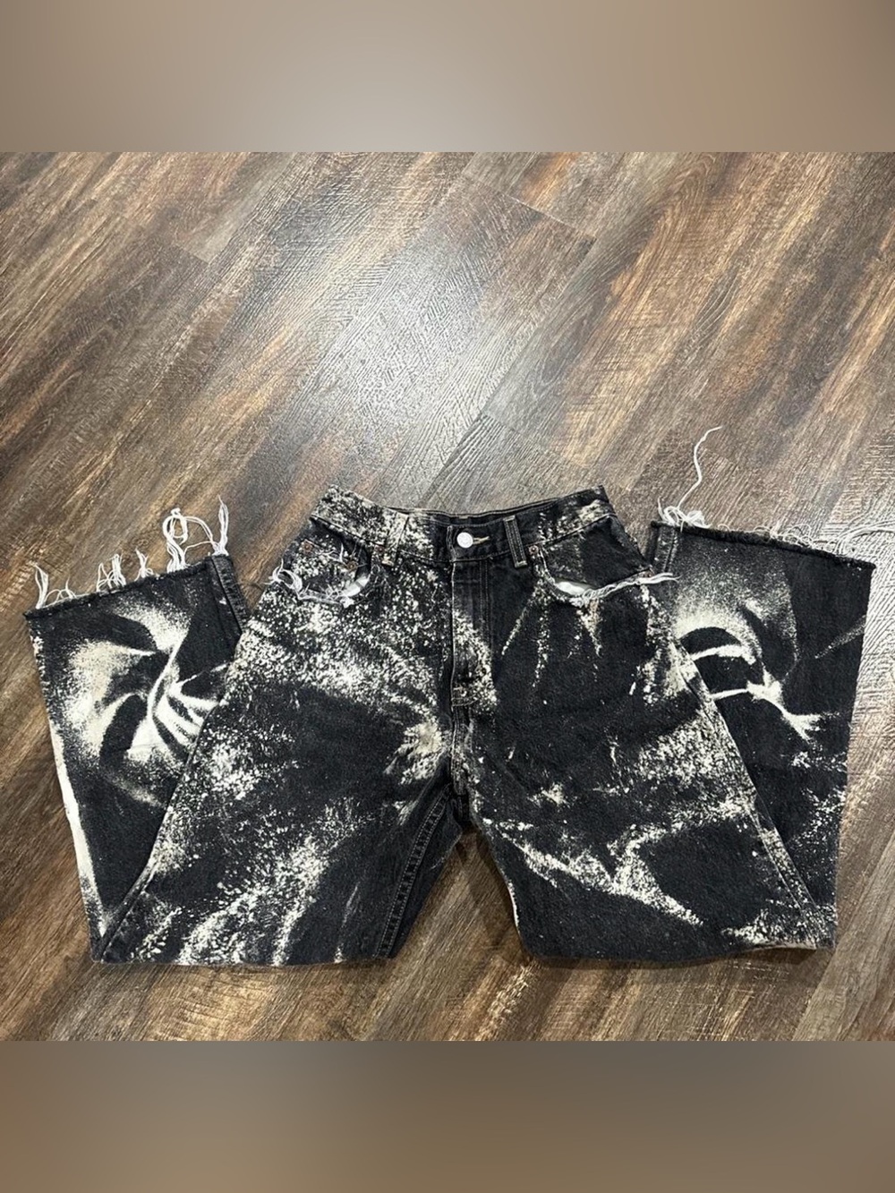 Black & white distressed tie dyeJeans - size 12 (junior)